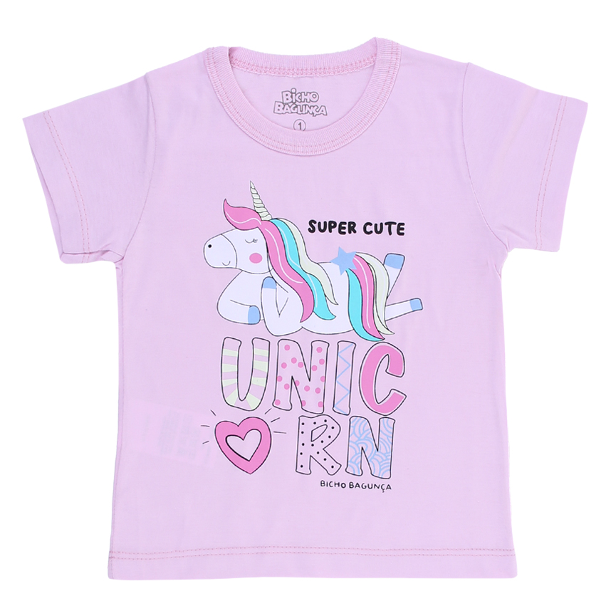 Pijama Curto Infantil Bicho Bagunça Brilha Escuro Unicórnio