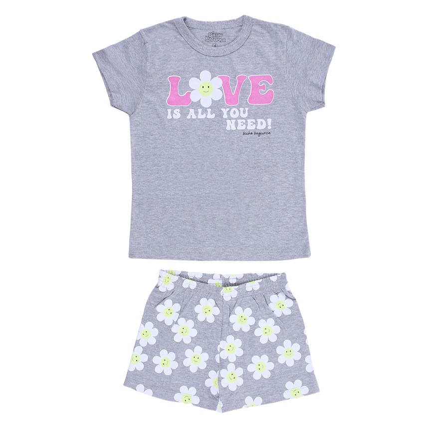 Pijama Curto Infantil Bicho Bagunça Brilha No Escuro Love