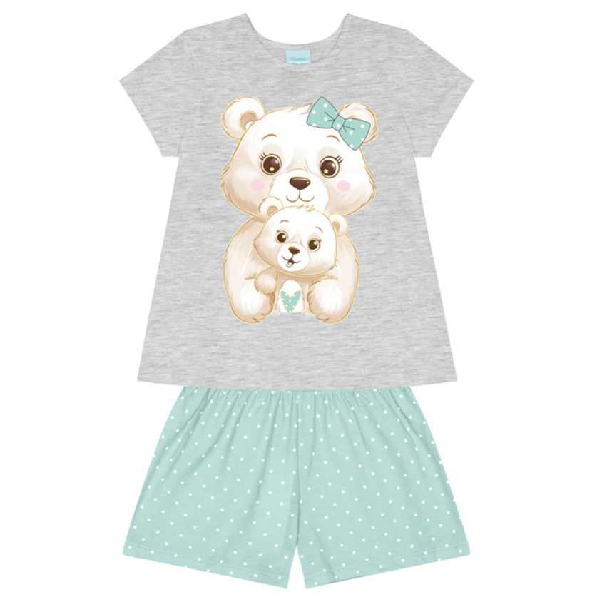 Pijama Curto Infantil Kyly Brilha No Escuro Ursinha