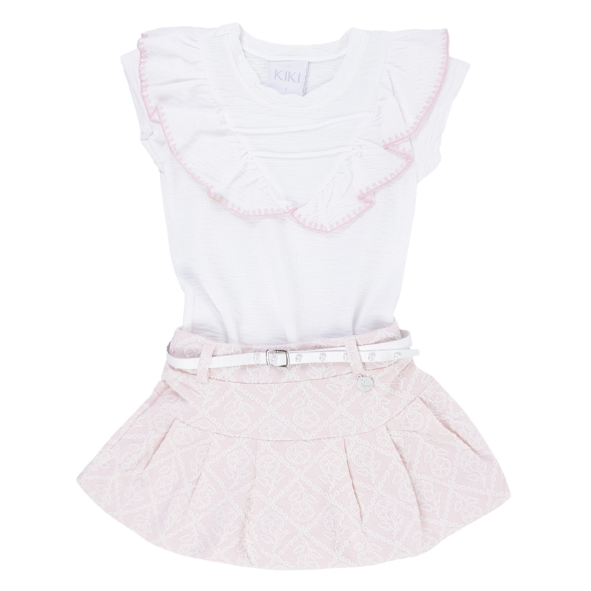 Conjunto Infantil Kiki Em Jacquard Com Babado