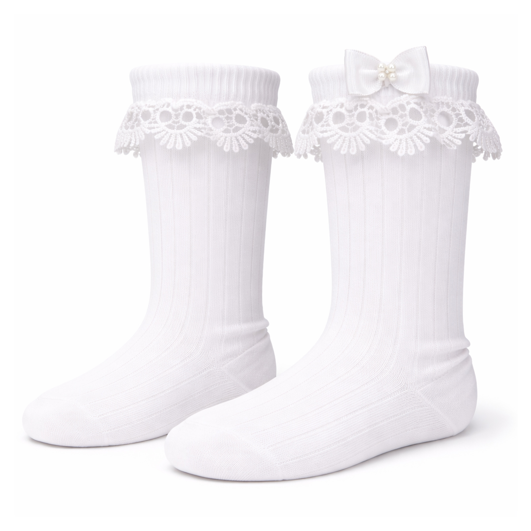 Meia Infantil Baby Kids Com Guipir E Laço