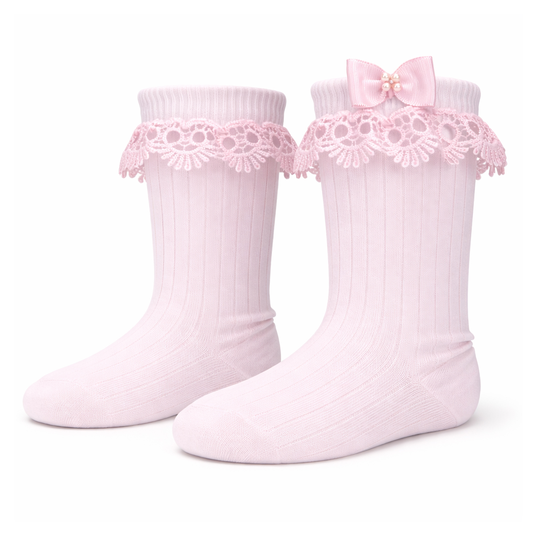 Meia Infantil Baby Kids Com Guipir E Laço