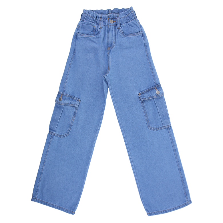 Calça Jeans Juvenil Frommer Wide Clochard Bolso Cargo