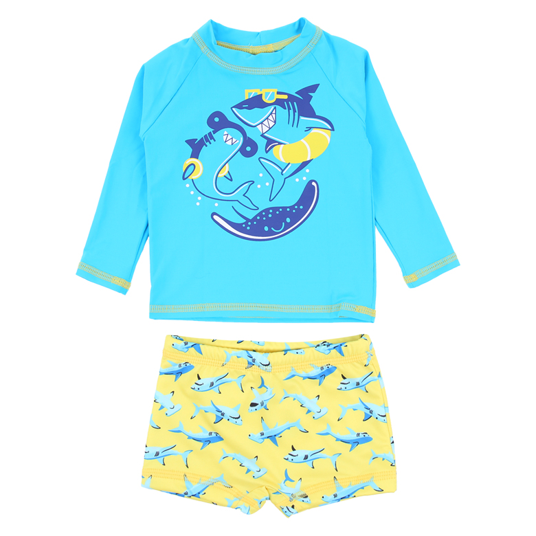 Conjunto Bebê Everly Praia Estampa Tubarão UV 50+