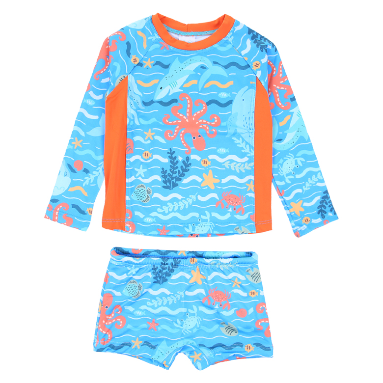 Conjunto Infantil Everly Praia Estampa Fundo Do Mar UV 50+