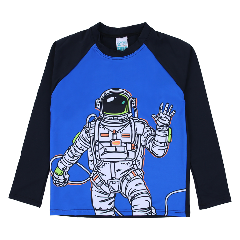 Camiseta Manga Longa Infantil Everly Praia Astronauta UV 50+