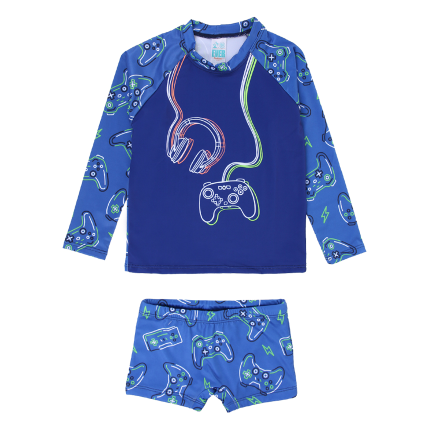 Conjunto Infantil Everly Praia Estampa Game UV 50+