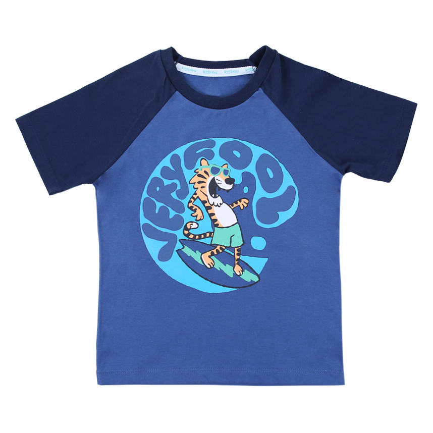 Camiseta Infantil Kookabu Em Meia Malha Estampa Tigre Surf