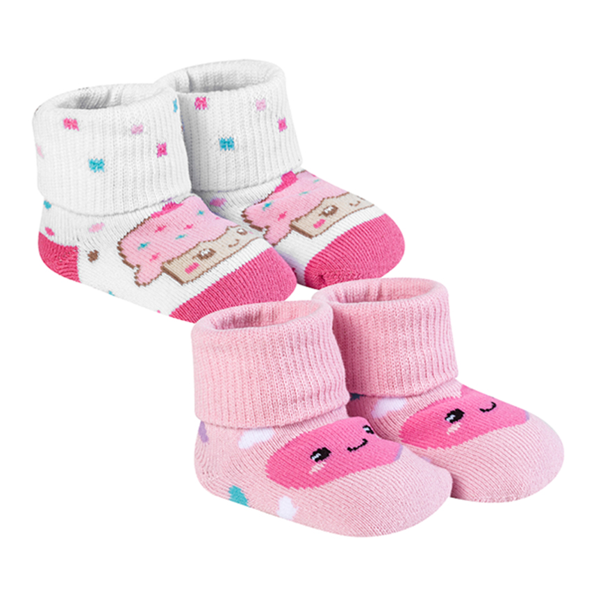 Kit Meia Bebê Winston Atoalhada Estampada Menina - 2 Pares
