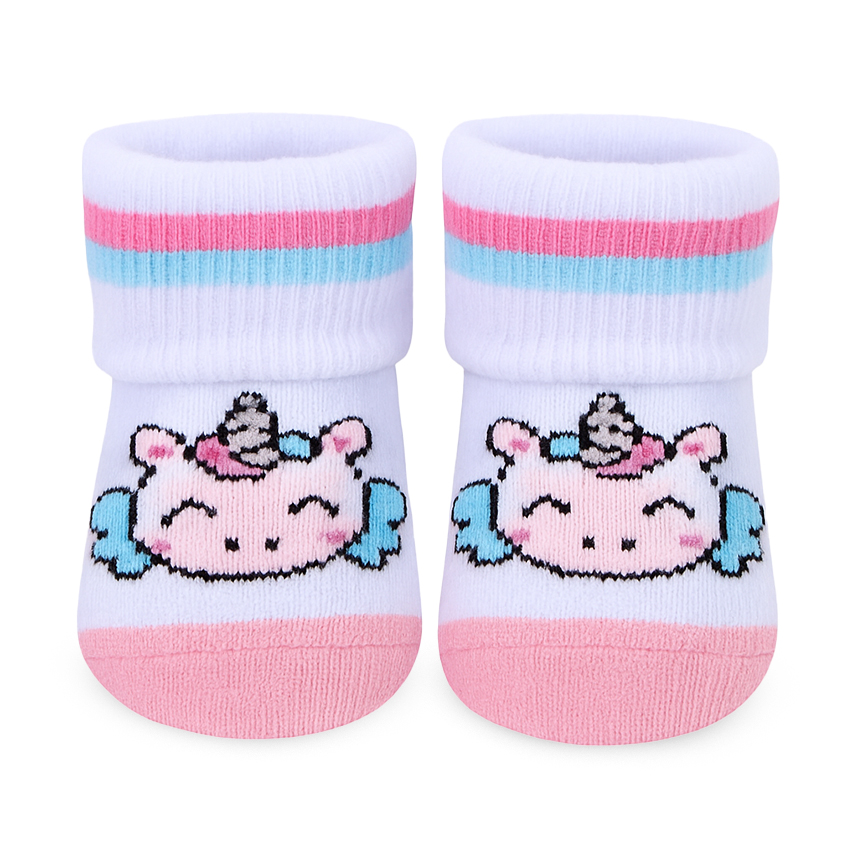 Kit Meia Bebê Winston Atoalhada Estampada Menina - 2 Pares