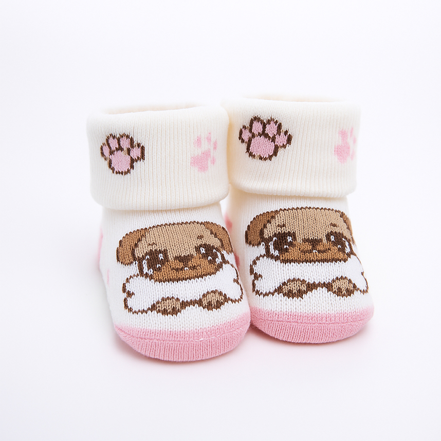 Kit Meia Bebê Winston Atoalhada Estampada Menina - 2 Pares