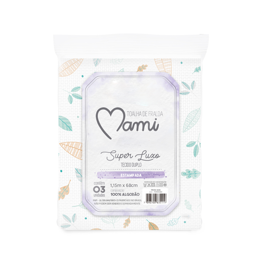 Kit Toalha De Fralda Mami Super Luxo Estampada - 3 Peças