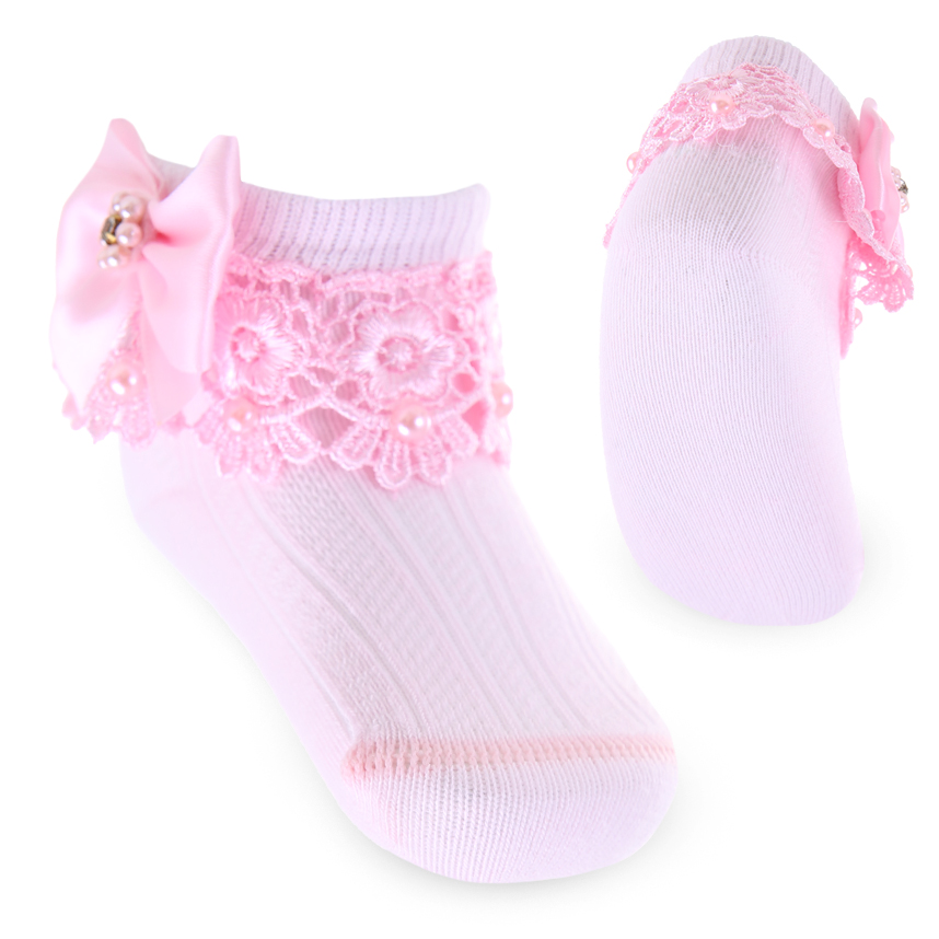 Meia Infantil Everly Soquete Festa Rendada Com Laço Meia Infantil Everly Soquete Festa Rendada Com Laço