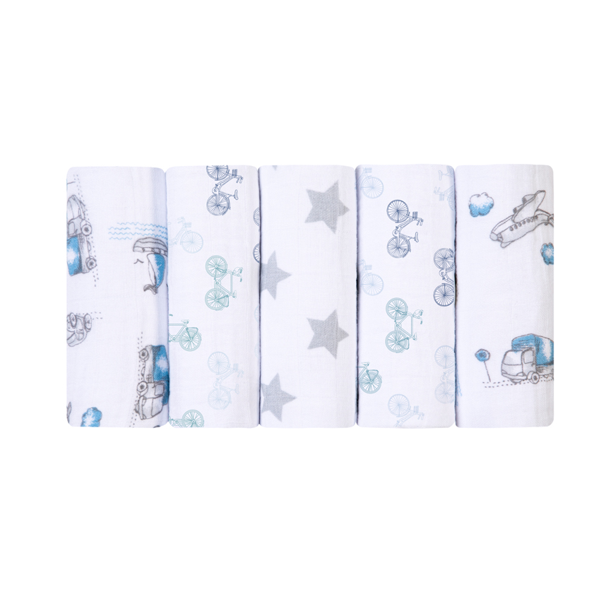 Kit Fralda Papi Soft Com Bainha Estampada - 5 Peças