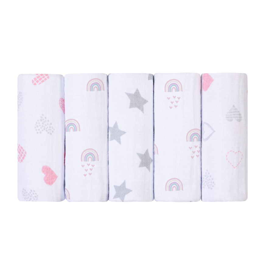 Kit Fralda Papi Soft Com Bainha Estampada - 5 Peças