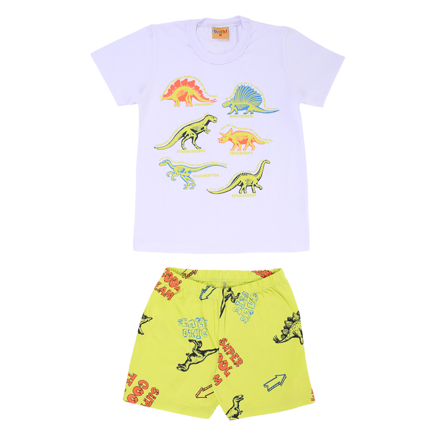 Pijama Curto Infantil Rollu Estampa Dinossauros