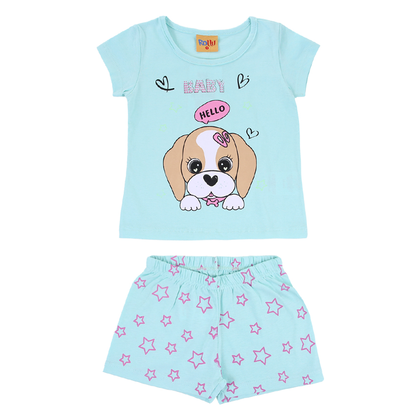 Pijama Curto Infantil Rollu Estampa Cachorrinho Beagle