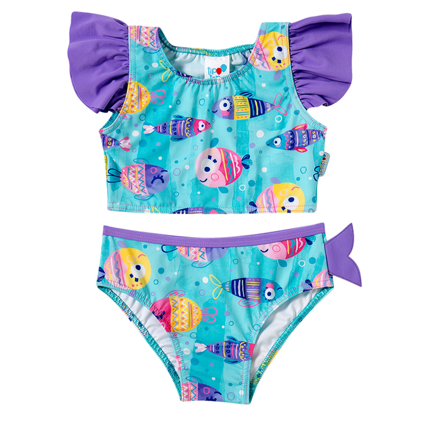 Conjunto Praia Infantil Tip Top Estampa Peixinhos UV50+