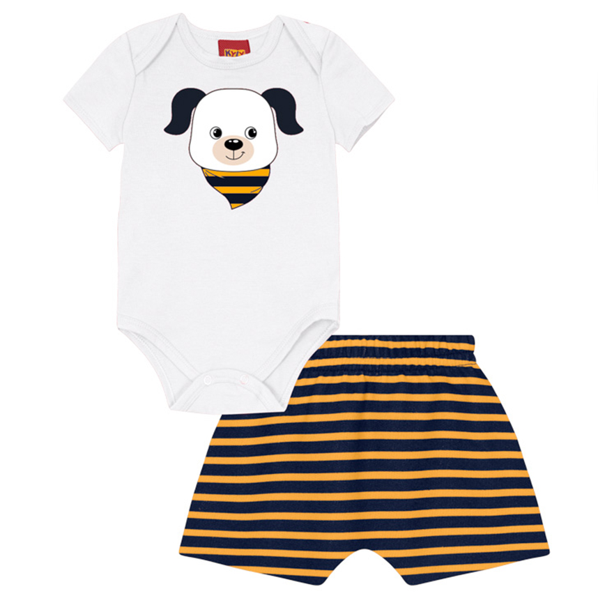 Conjunto Bebê Kyly Body Cotton Estampa Cachorrinho