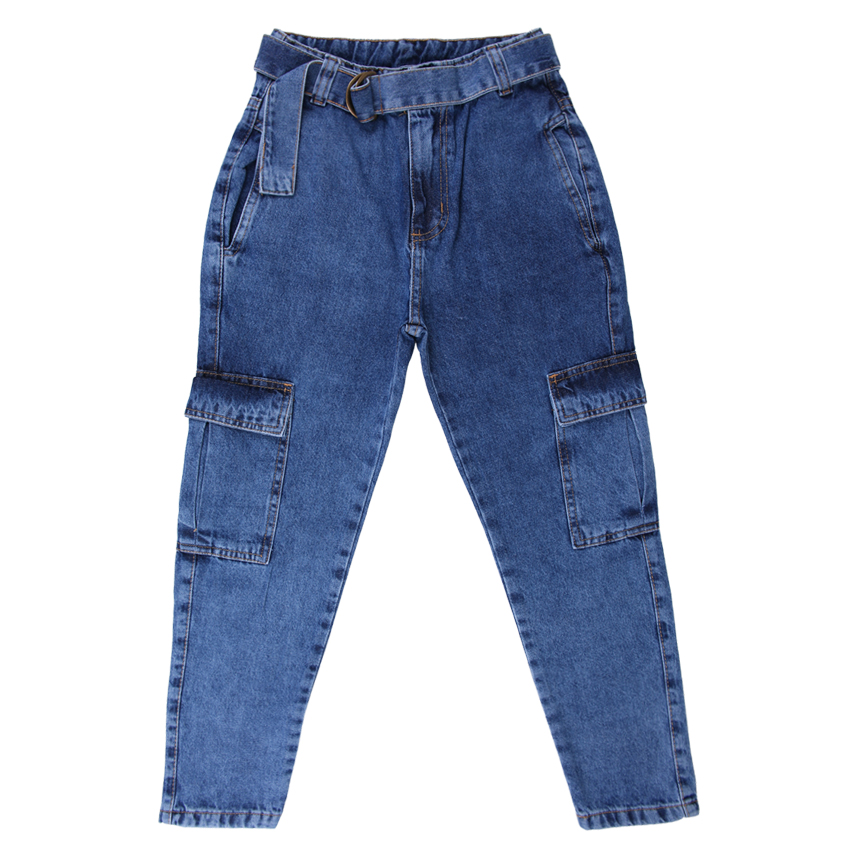 Calça Jeans Juvenil Frommer Mom Cargo Com Cinto