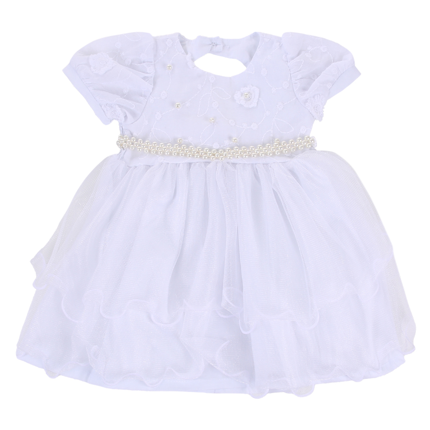 Vestido Bebê Din Don Pala Bordada Com Pérolas E Saia Tule