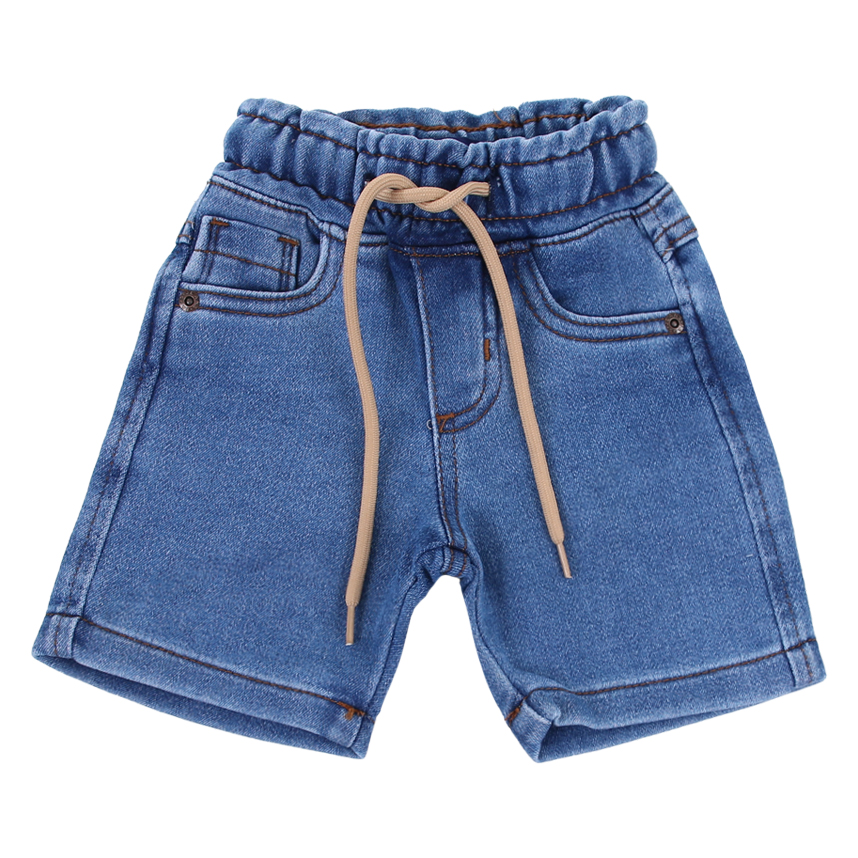 Bermuda Jeans Infantil Faos Cós Elástico Com Cadarço