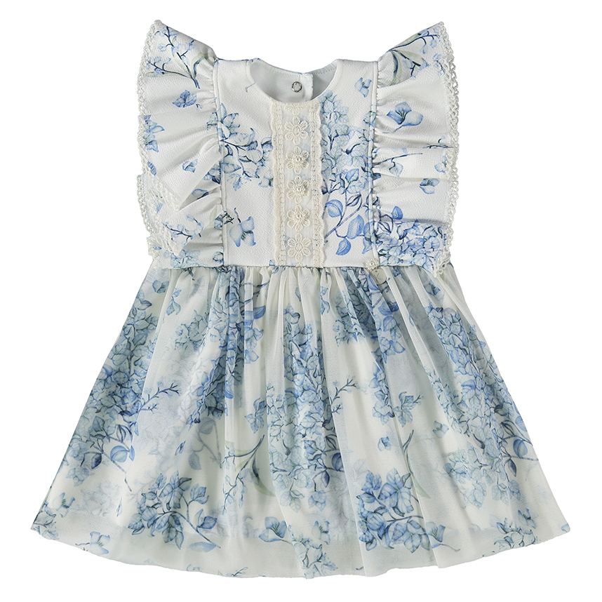 Vestido Bebê Kiki Com Tule Estampa Flores