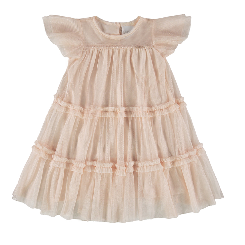 Vestido Infantil Kiki Tule Sobreposto Com Aplique De Pérolas