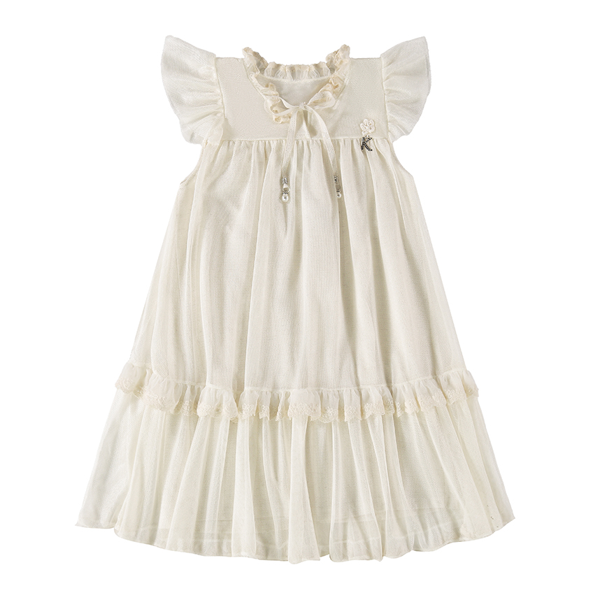 Vestido Infantil Kiki Com Tule E Detalhes De Babados