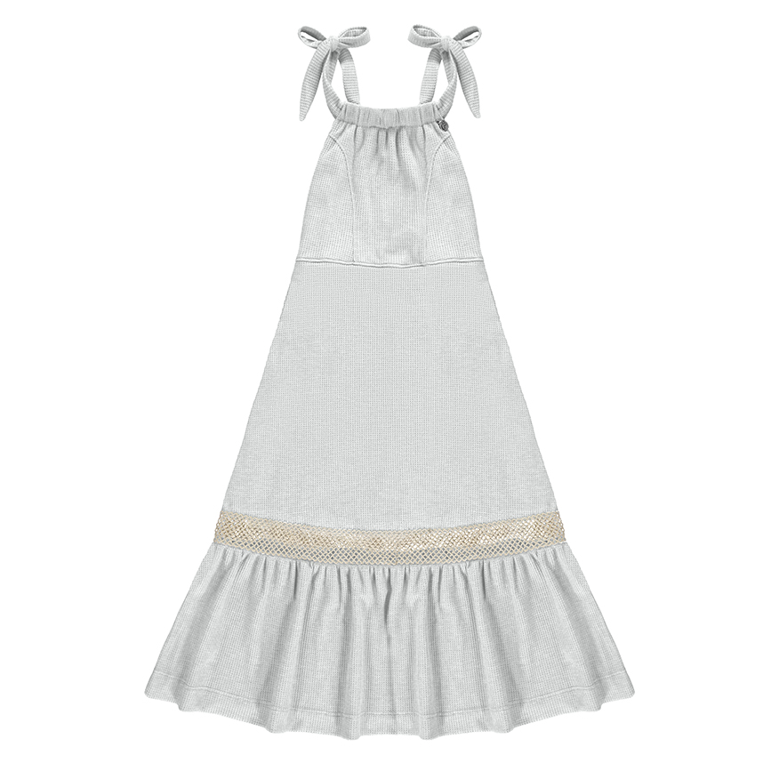 Vestido Juvenil Menina Anjo Halter Com Babado E Detalhe Tela