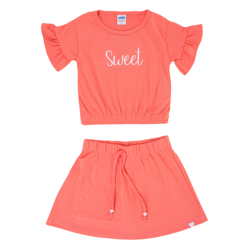 Conjunto Infantil Marlan Em Cotton Com Bordado Lantejoula