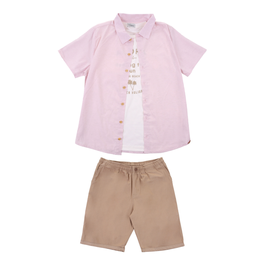 Conjunto Infantil Luc.Boo Trio Com Camisa Em Linho Deluxe