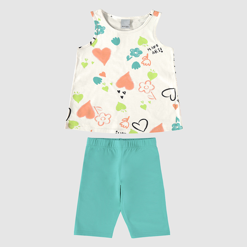 Conjunto Infantil Malwee Regata Meia Malha Estampada