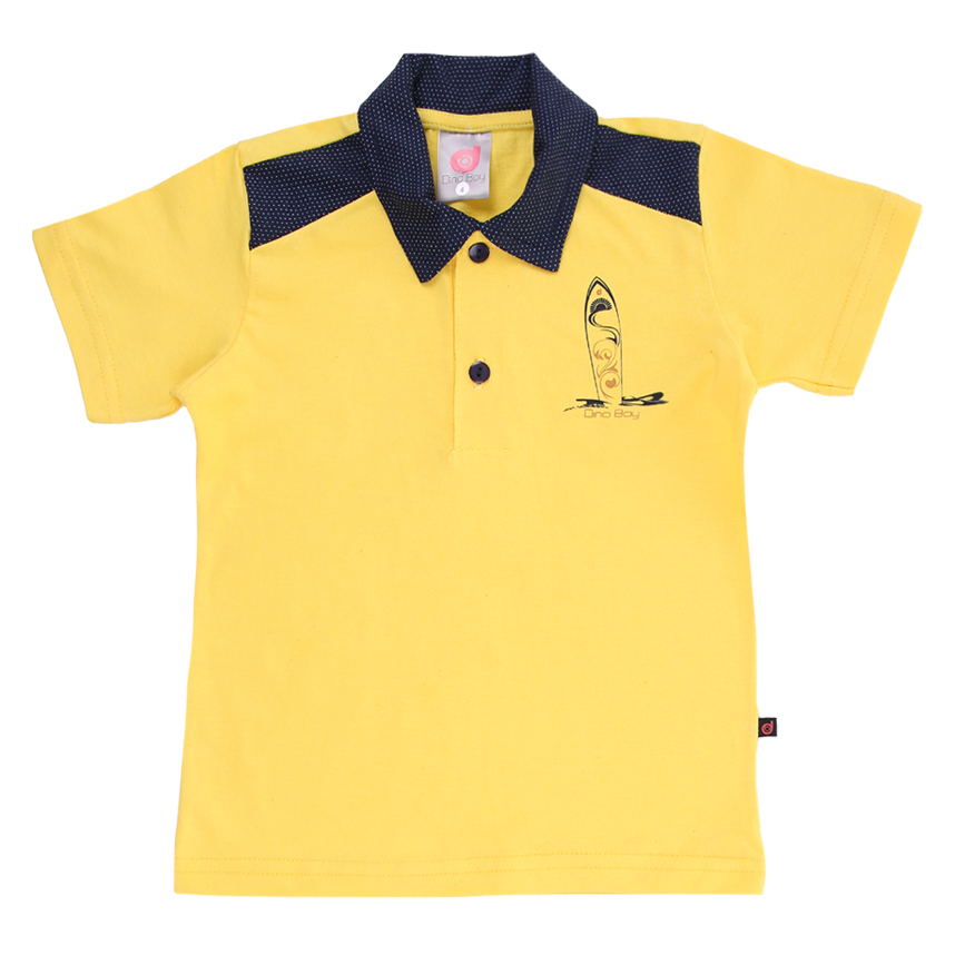 Conjunto Infantil Dino Boy Polo Meia Malha Estampa Prancha