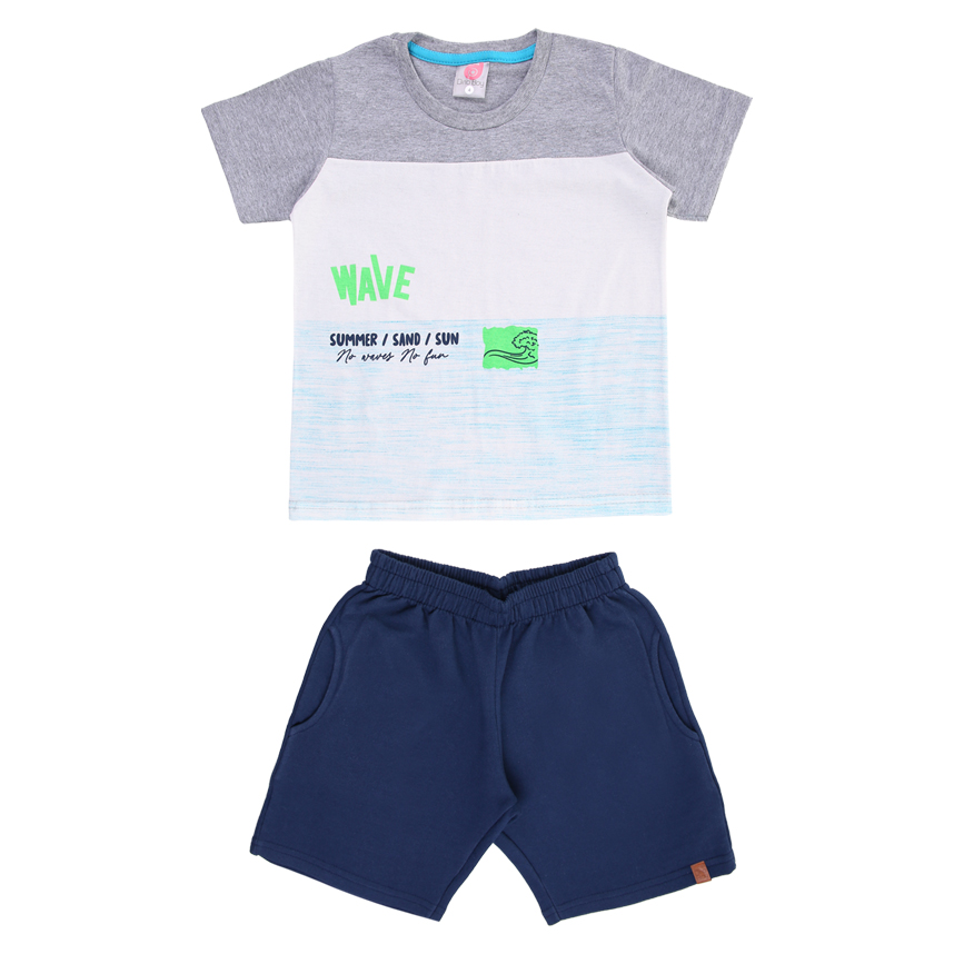 Conjunto Infantil Dino Boy Camiseta Estampa Wave