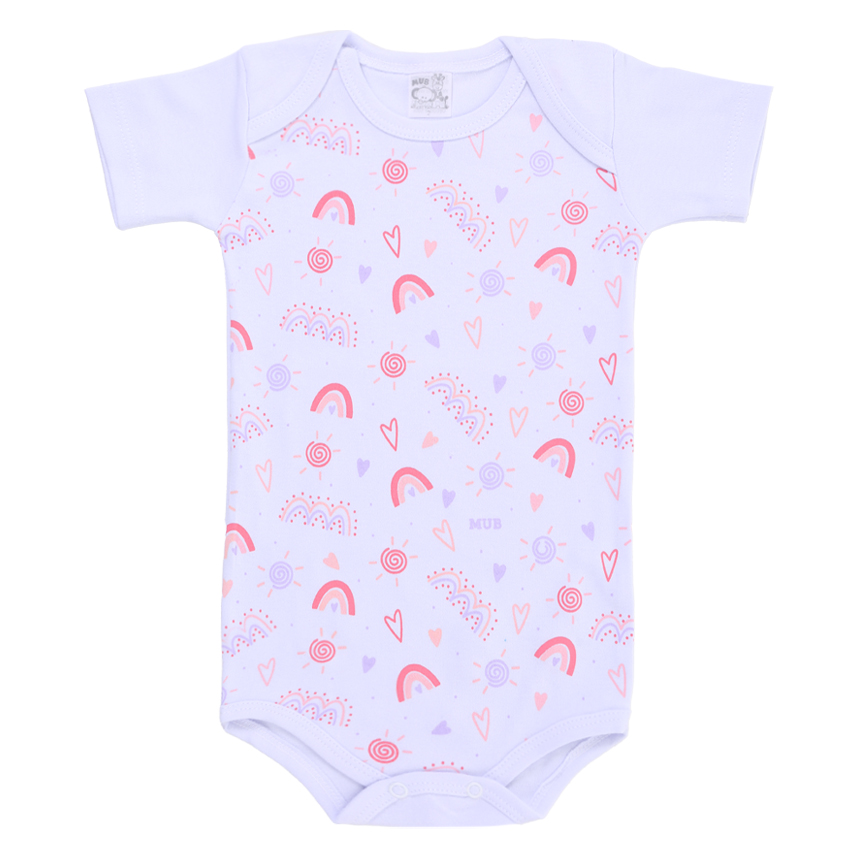 Kit Body Manga Curta Bebê Mub Menina - 3 Peças Kit Body Manga Curta Bebê Mub Menina - 3 Peças