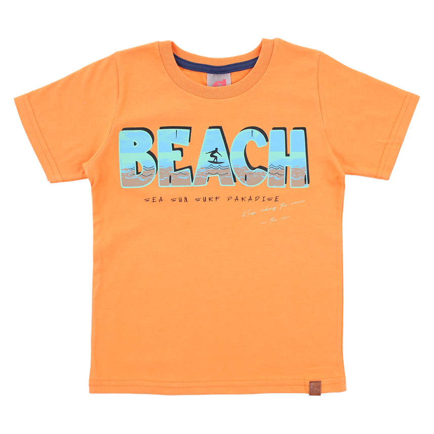 Camiseta Infantil Dino Boy Meia Malha Estampa Beach