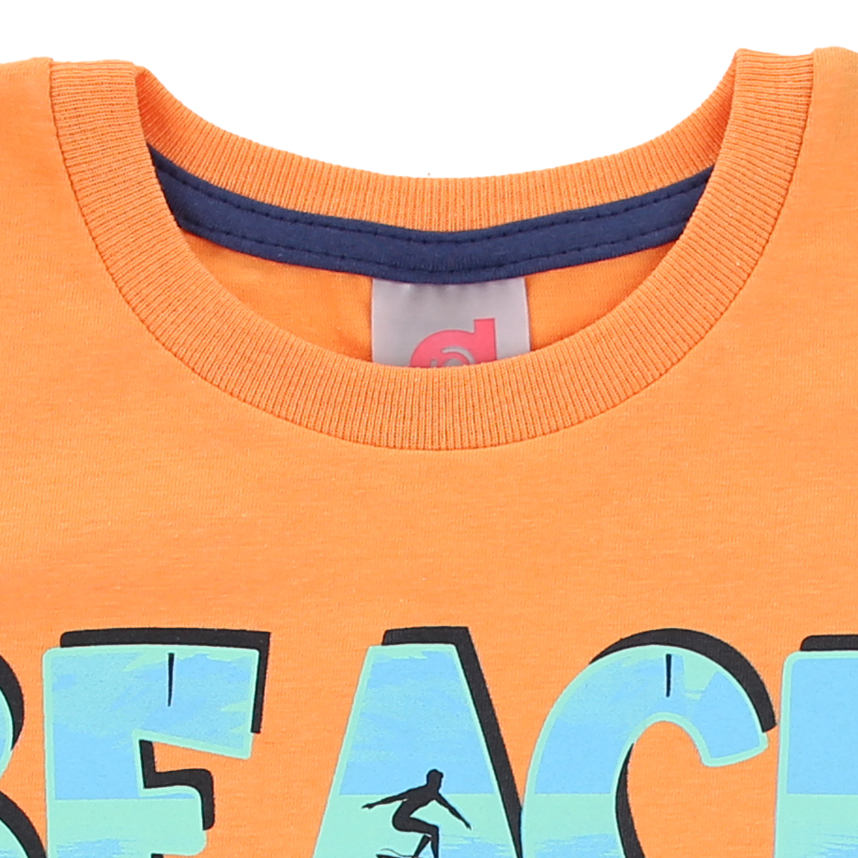 Camiseta Infantil Dino Boy Meia Malha Estampa Beach