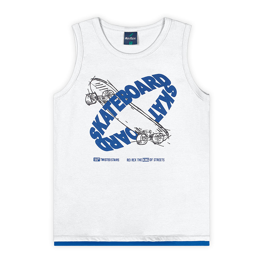 Camiseta Regata Infantil Reirex Meia Malha Skateboard