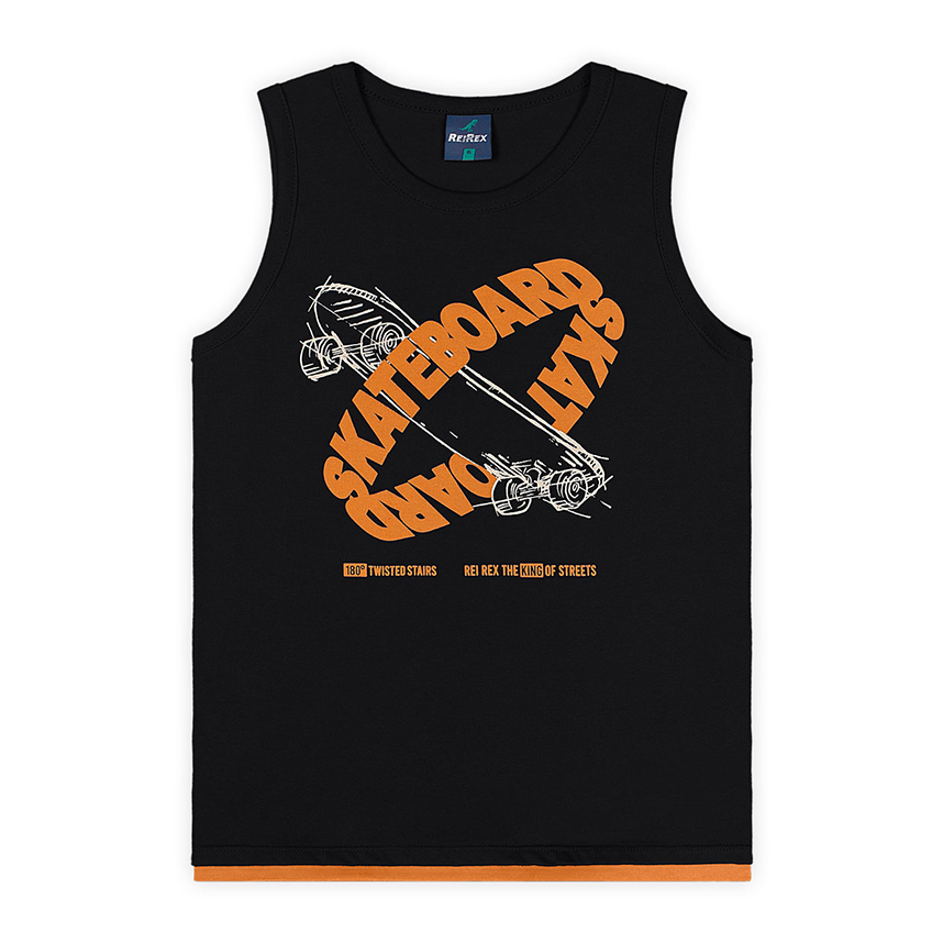 Camiseta Regata Infantil Reirex Meia Malha Skateboard