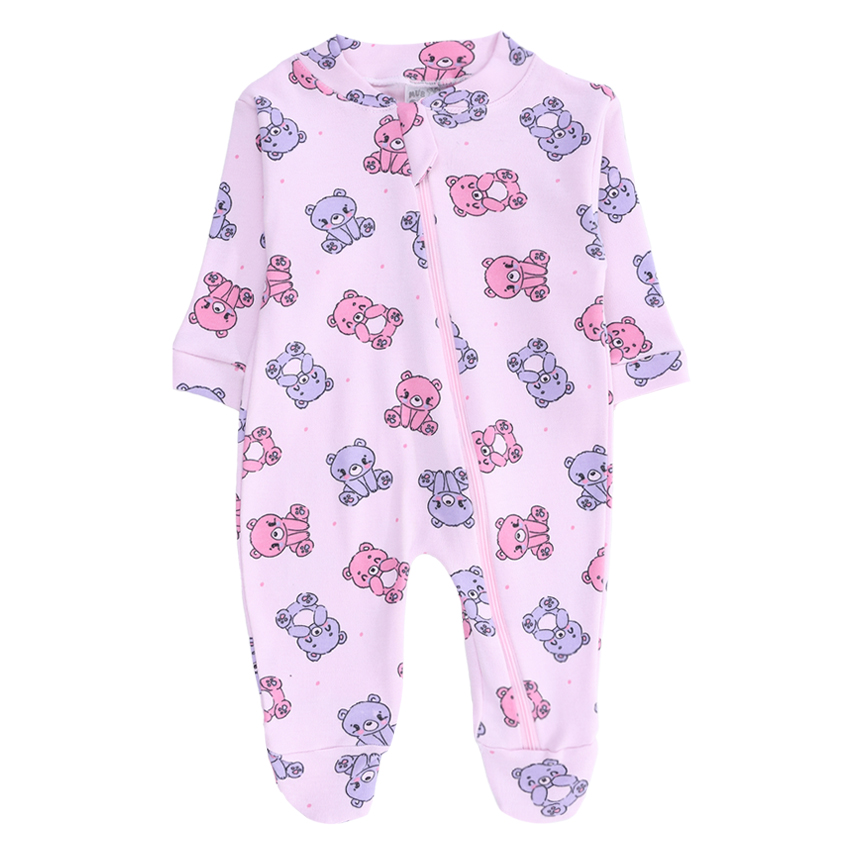 Macacão Longo Bebê Mub Suedine Estampa Sortida Com Zíper