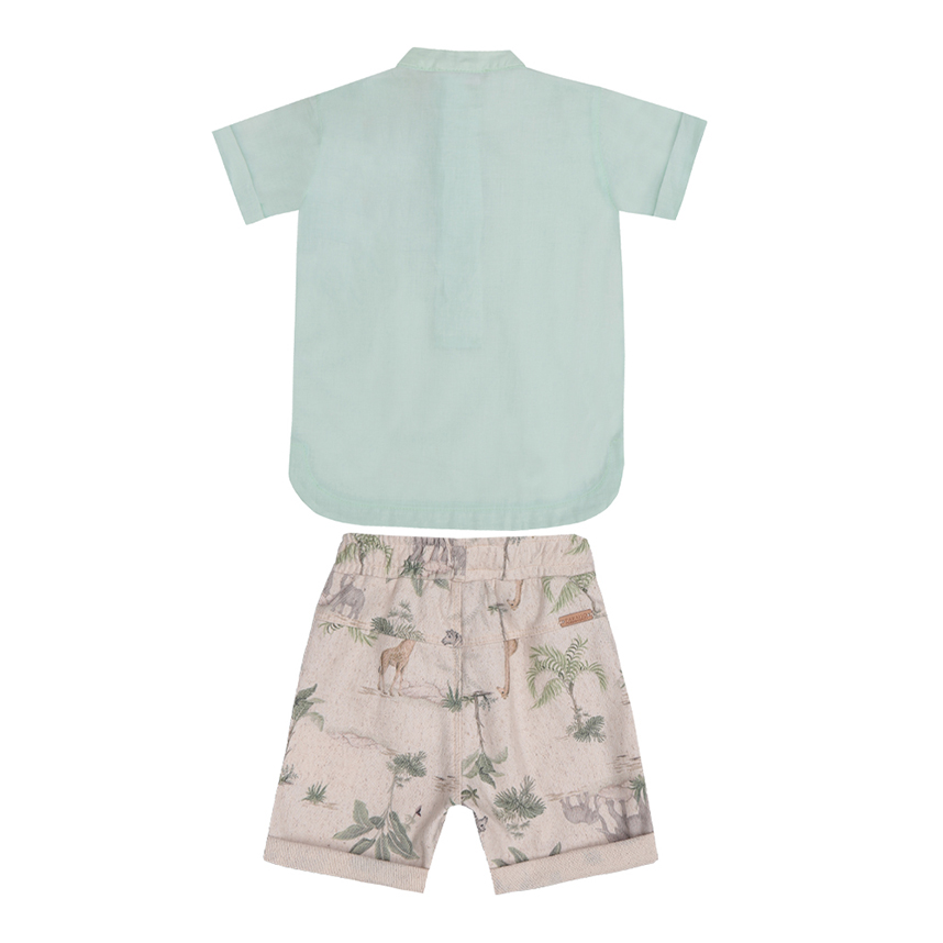 Conjunto Bebê Paraiso Bata Com Botão E Bermuda Moletom