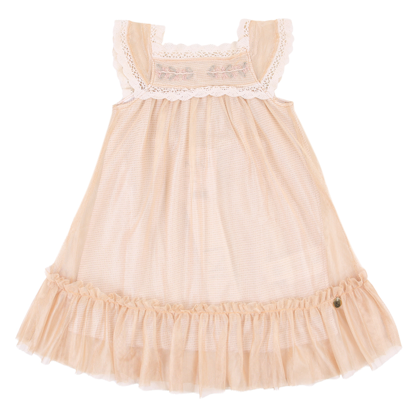 Vestido infantil com renda na barra fashion