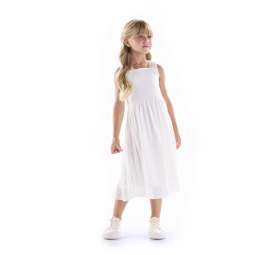Vestido Infantil Kiki Em Jacquard Renda E Laço Nas Costas Vestido Infantil Kiki Em Jacquard Renda E Laço Nas Costas