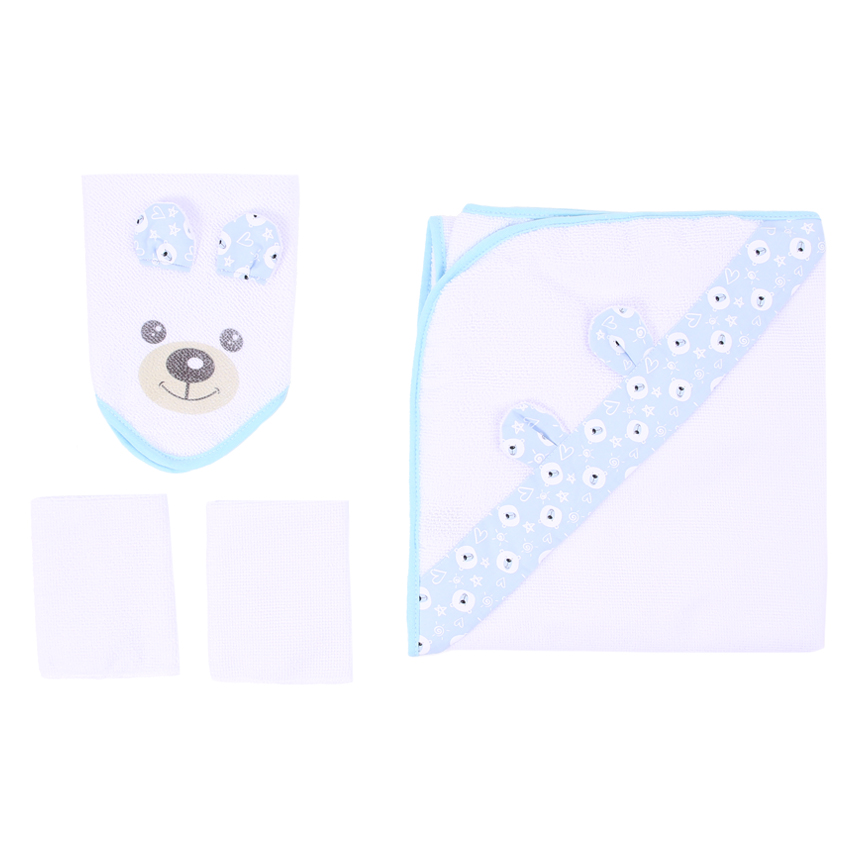 Kit Toalha Art Bebê Naninha E Pano De Boca Menino - 5 Peças