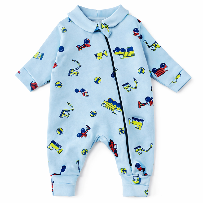 Macacão Longo Bebê Bonettinhos Com Zíper Estampado