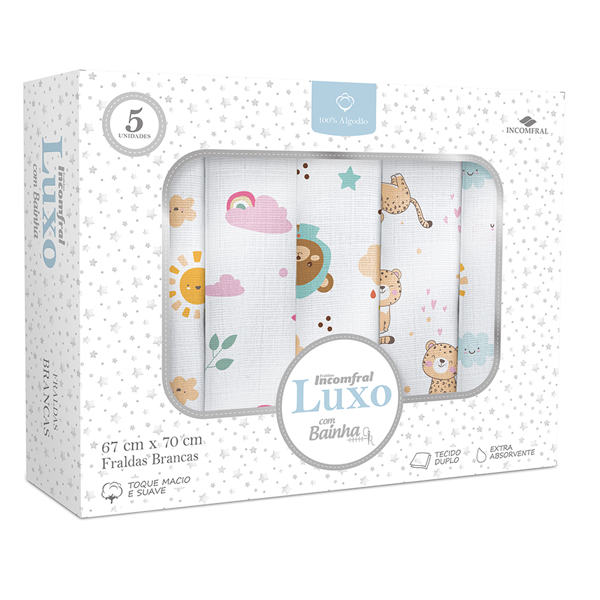 Kit Fraldas Incomfral Luxo Com Bainha 05 Peças