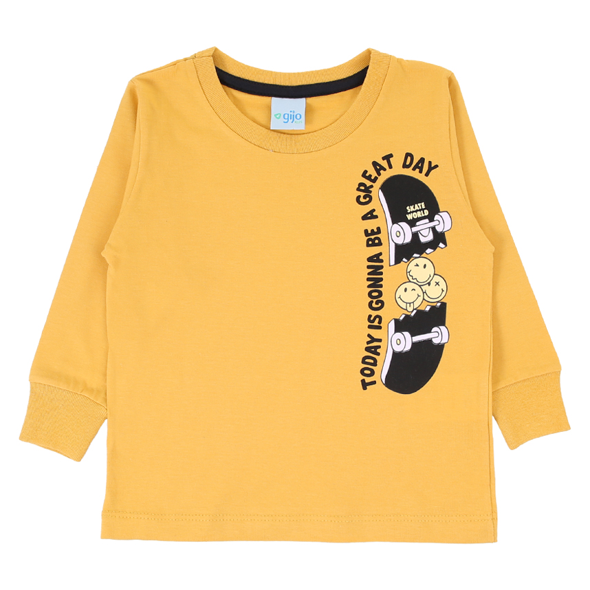 Camiseta Manga Longa Infantil Gijo Kids Meia Malha Estampada