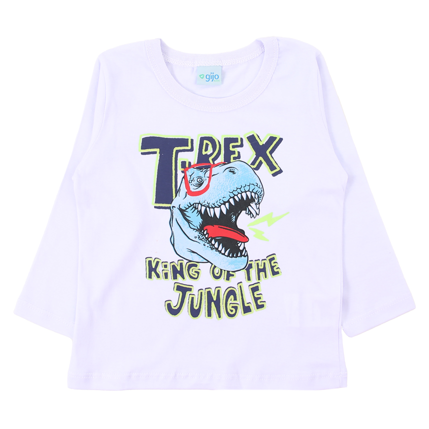 Camiseta Manga Longa Infantil Gijo Kids Meia Malha Estampada