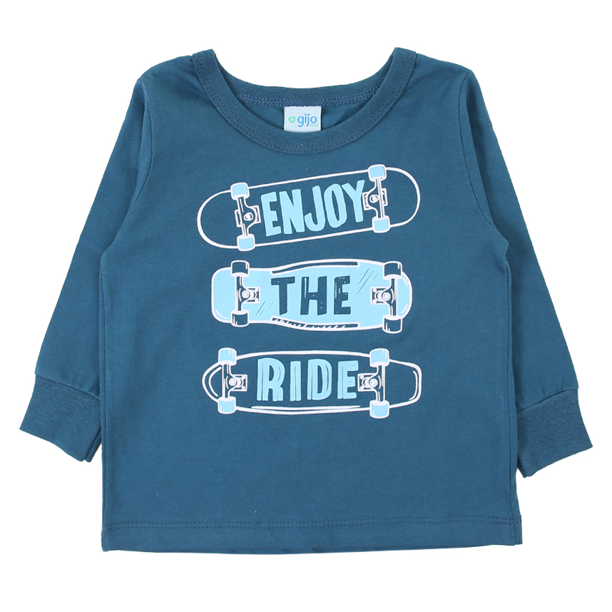 Camiseta Manga Longa Infantil Gijo Kids Meia Malha Estampada
